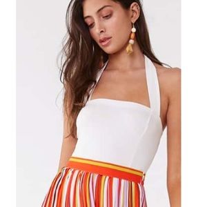 NWT, White Halter Top, Thong Body Suit